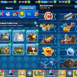 KT14 | LvL52 |(39 Cards LvL14 || 8 Cards LvL13) | 62Emotes | 5Tower Skins| 112Cards |Q479 3